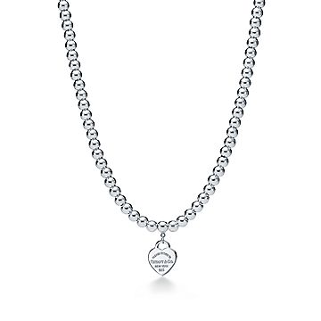 18" Ball Chain Sterling Silver Pearl and Heart Necklace 45cm